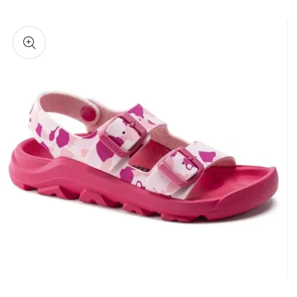 Birkenstock Mogami Sandals Size EU 33 Pink Orange Camo New Backstrap Buckle 2